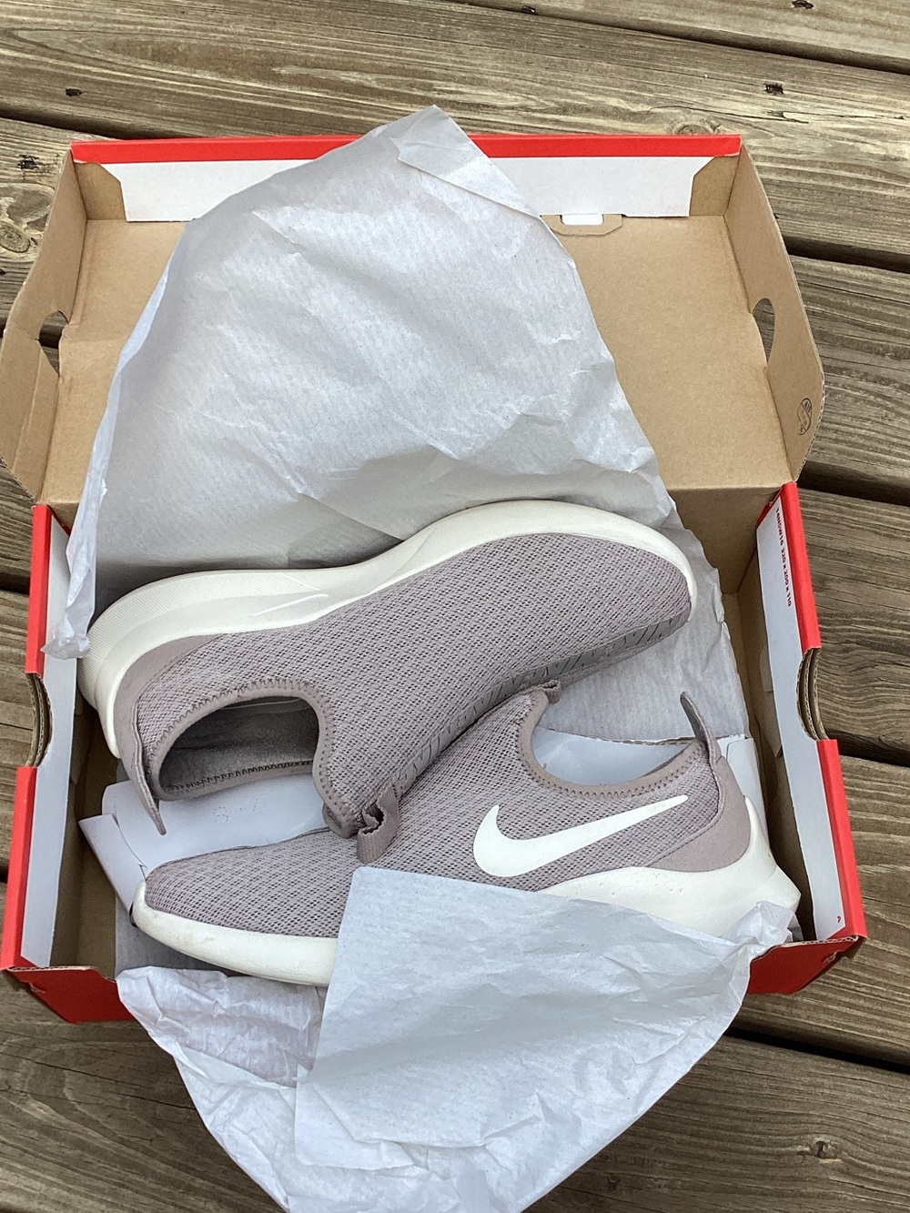Nike Slip-On Sneakers in Light Taupe with White Swoosh
